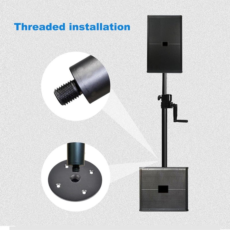 Howonder Speaker Stand Adapter,4.13"x1",All Metal Speaker Stand Top Hat with M20 Threading, 105X25mm+M20 (2 Packs Black) - Image 5